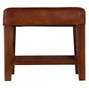 Bare Decor Alvin Genuine Leather Ottoman with Solid Teak Wood