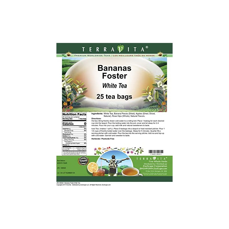 Bananas Foster White Tea (25 tea bags, ZIN: 538528)