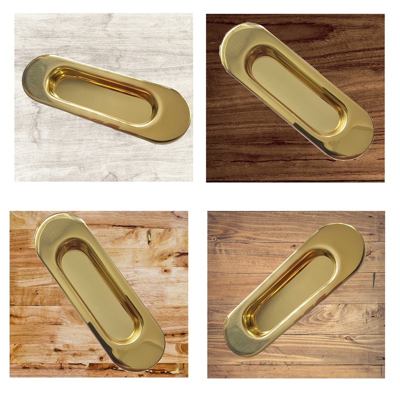 Universal Hardware Oval Pull Finger Recessed Brass Door Handle Recessed