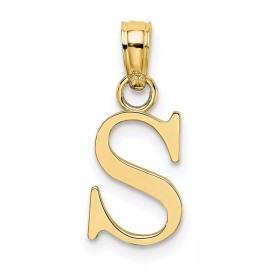 BillyTheTree Jewelry 14K Yellow Gold Polished S Block Initial Pendant