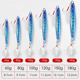 Deep Sinking Sea Fishing Lures, LULUWA 4pcs 60g/80g/100g/120g/150g/180g Hard Metal Sea Spinner Fish Bait for Tuna Salmon Grouper & Jigging Lure (8.7cm-60g-4pcs)