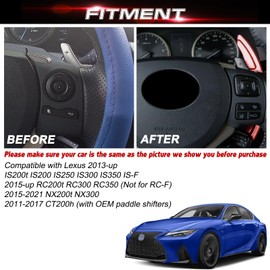 x xotic tech Red Aluminum Shift Paddle Shifter Extensions Compatible with Lexus IS250 IS300 IS350 RC350 RC300 NX300 NX200t CT200h Interior Accessories