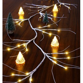 SULOLI Christmas Birch Garland with Lights 6FT 48 LED Battery Operated, Lighted Twig Vine with Timer for Xmas Home Fireplace Decoration Indoor Outdoor Use