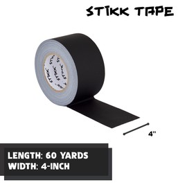 STIKK Gaffer Tape - Black Gaff Tape - 4 inch x 60 Yards - Pro Gaff Tape for Staging Work - Grafting Tape for Filming, Photography, Radio - Effective Heavy-Duty Water Resistant