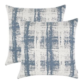 ROMANDECO Jacquard Chenille Decorative Throw Pillow Covers for Couch Set of 2, 16x16 Inches, Blue