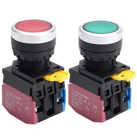 APIELE 22mm Momentary Push Button Switch Metal Head Plastic Body 110V AC/DC Led 1NO 1NC Self-Reset (2PCS Red&Green)
