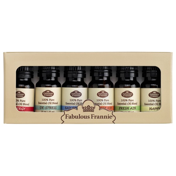Fabulous Frannie Synergy Essential Oil Blend Basic Sampler Set, 100% Pure Therapeutic Grade-Great for Aromatherapy, 6/10ml
