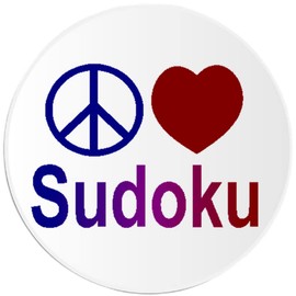 Peace Love Sudoku - 3 Pack Circle Stickers 3 Inch
