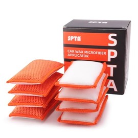 SPTA - Esponja de Limpieza Interior de Coche, 8 Unidades, aplicador de Cera de Microfibra para Coche, Barco, Madera, mármol y Motocicleta, 6 x 3.3 x 0.8 Pulgadas, Naranja