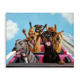 Stupell Industries Dogs Riding Roller Coaster Funny Amusement Park