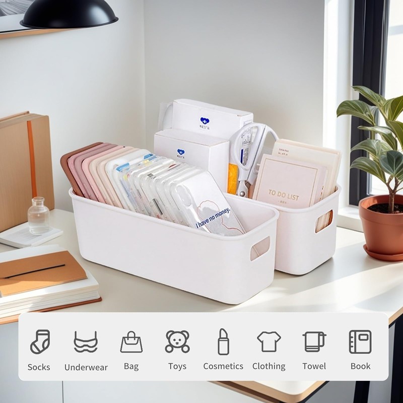 Pack of 10 Storage Boxes, Storage Boxes, Storage Baskets, Plastic,