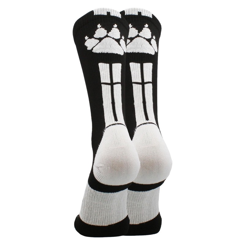 MadSportsStuff Wild Paws Crew Socks (Black/White, Medium)