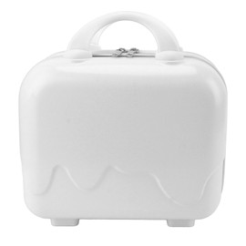 14in Small Travel Hand Luggage Mini Carry On Luggage Hard Shell Travel Case with Anti Slip Standing Feet Large Capacity Cream