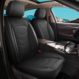 RAWAKORW Car Seat Covers Fit for Nissan Pathfinder 2011-2025 2026 Front Set Luxury Leather Seat Cushion Waterproof Automotive Seat Protectors(2 Seat,Black)