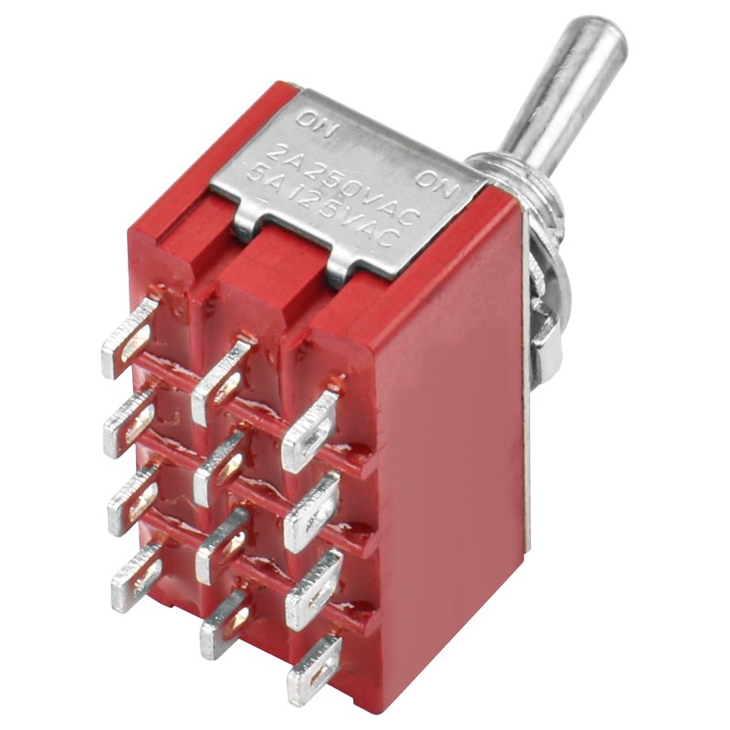 Heschen Miniature Toggle Switch, MTS-402, ON/ON, 4PDT 12 Pins, 2A