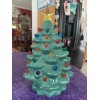 Ceramic Christmas Tree Large Green Tabletop Tree Multicolored Lights 11"
