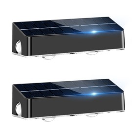 Solar Fence Lights Outdoor,7 Colors 3-Side Glowing Fence Solar Lights Outdoor IP45 Waterproof Solar Powered Wall Lights for Outside Garden Backyard Patio Deck Fence Stair Step Railing Pathway 2Pack