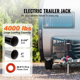 Happybuy Electric Trailer Lift, 4000 lbs Capacity, Adjustable 9.84"-33.85" Height, with Protective Cover, for RVs, Horse Carriers, Utility Transport & Boat Trailers