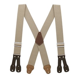 Suspender Store 2-Inch Wide Low-Stretch Logger Suspenders - Industrial Button - 42" for 5'0" to 5'9" tall - Tan