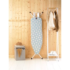 Brabantia Comfort Ironing Board with Left/Right Adjustable Steam Iron Rest | Medium (Size B) | Fairtrade Fresh Breeze Cover | Adjustable Height (27-38"), Easy Fold, Anti-Collapse Lock, Non-Slip Feet