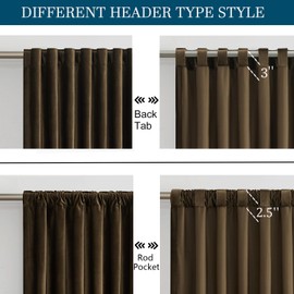 PRIMROSE Brown Velvet Curtains 120 inch Long for Living Room,Set of 2 Panels Blackout Rod Pocket Back Tab Window Treatment Room Darkening Heavy Decorative Curtains Drapes for Bedroom