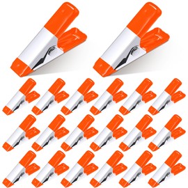 Honeydak 100 Pcs 2 Inch Mini Metal Spring Clamps Bulk 3/4 Inch Jaw Opening Rubber Tips Clips Small Spring Clips Heavy Duty Clamps for Crafts Garden Backdrop Photo Studio Wood Working DIY (Orange)