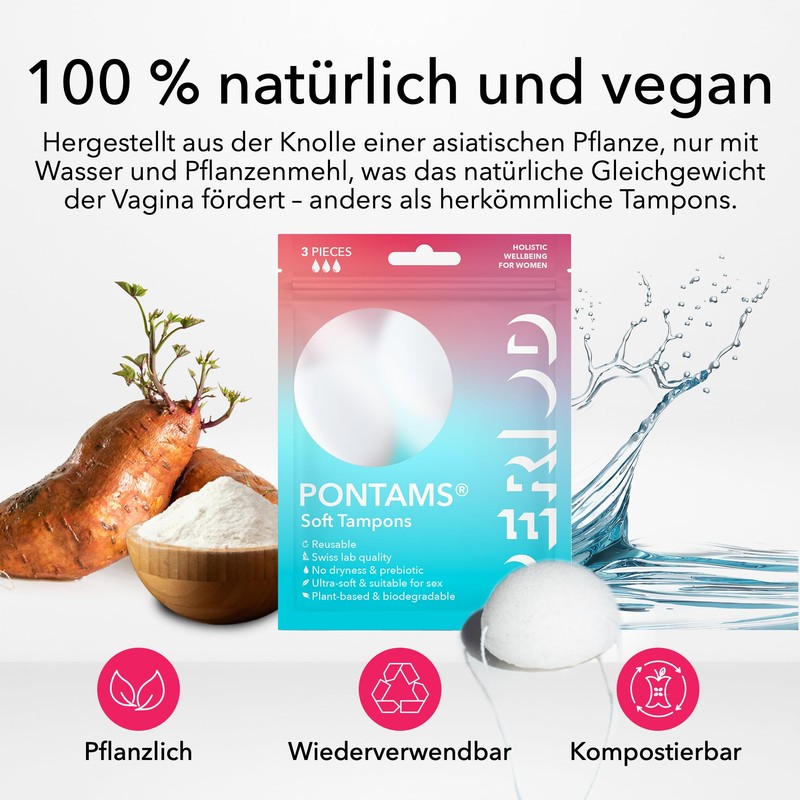 PERIOD PONTAMS Soft Tampons for Women - 3 Day Reusable