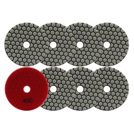 FOCSTOL Diamond Dry Polishing Discs - Pack of 8 100 mm Grit 400 Diamond Sanding Pad for Granite Marble Artificial Stone Quartz for Angle Grinder