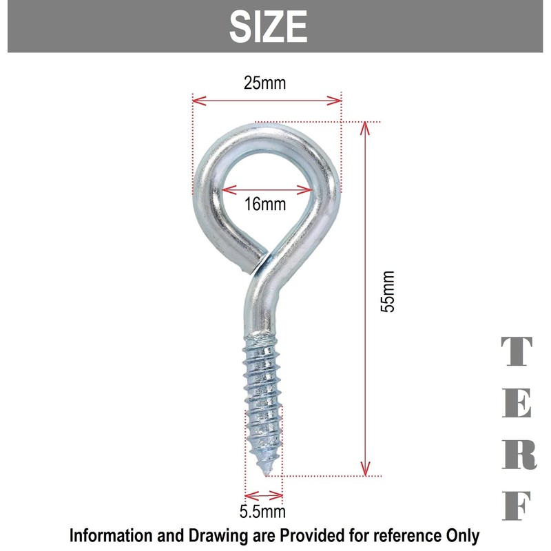TERF® 55mm Eye Screw Hooks 55mm (2.16 inch) Ring Shape