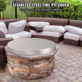 Happybuy 27" Portable Fire Pit Cover Lid Spark Screen, Stainless Steel Metal, Easy-Opening Accessory for Outdoor Wood Burning and Camping Stove, for Patio Backyard