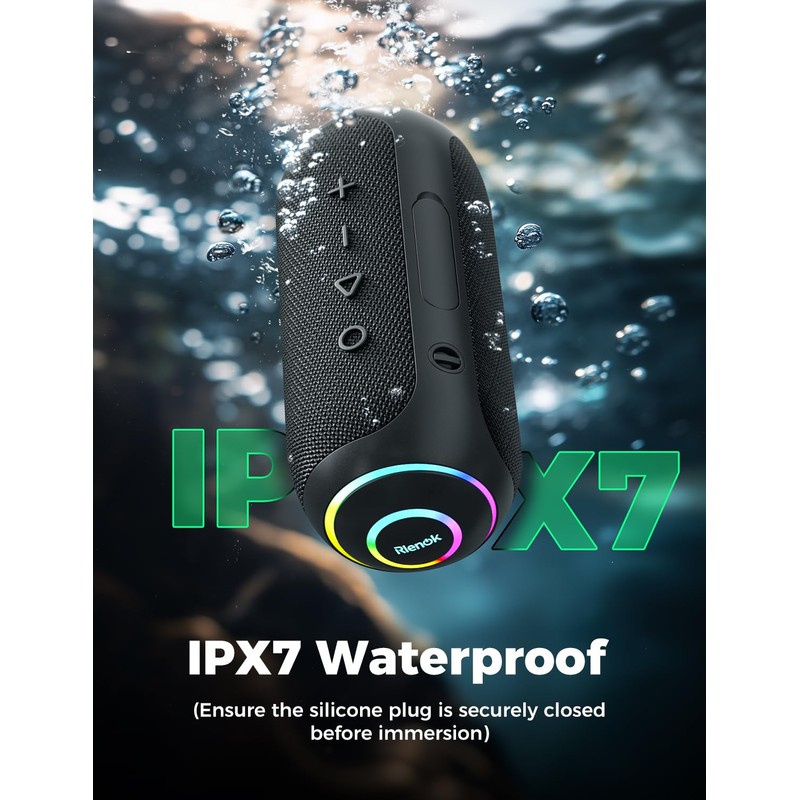 RIENOK Bluetooth Speaker 40W 5200mAh Wireless Portable Waterproof Speaker with