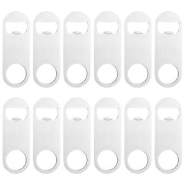 ZCYSRLQIN 12 Pcs Flat Bottle Opener 3.5 x1.18 inches Stainless Steel Beer bottle Openers Heavy Duty Bar Blade Solid Bottle Cap Opener Funny Bartender Bottle Opener for Restaurant Party Supplies,Silver
