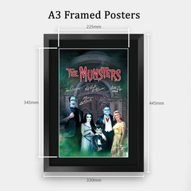 HWC Trading The Munsters 1964 Geschenke Gedrucktes Signiertes Autogramm Poster für Fans von Fernsehn Memorabilien - A3 Gerahmt