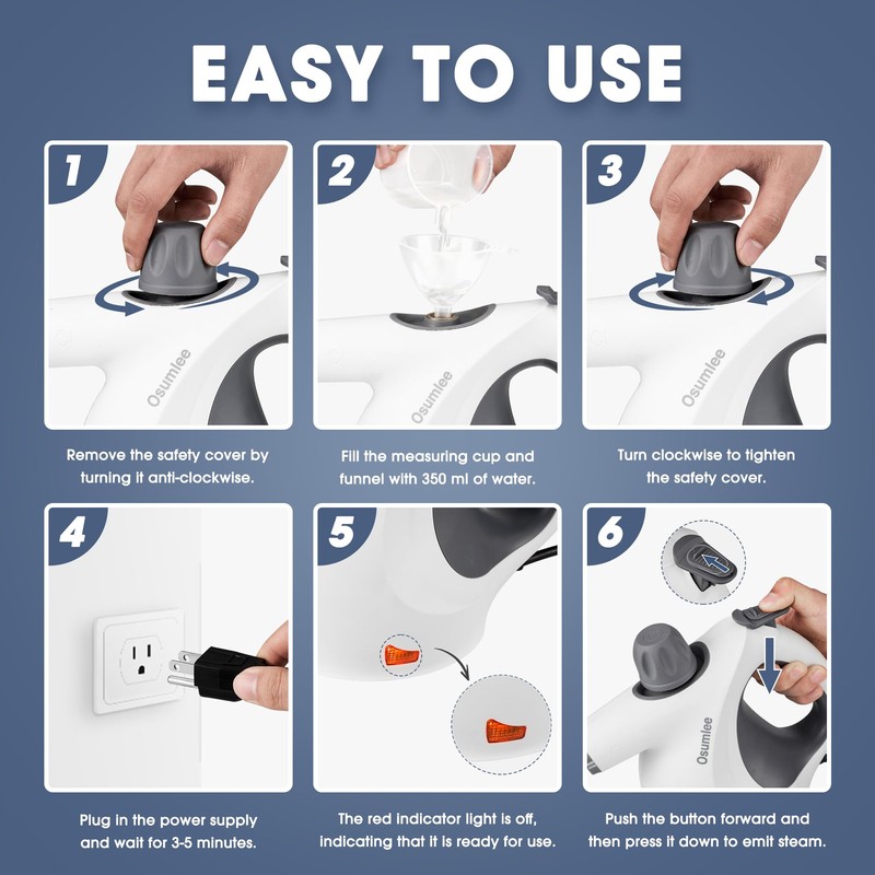 Pressurized Handheld Steam Cleaner with 14 pcs Accessories 15.2OZ Multi-Purpose