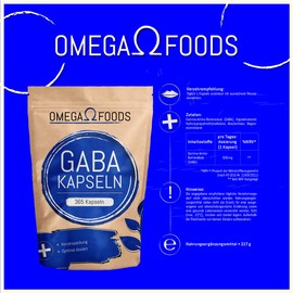 GABA Capsules High Dose - 365 Pieces 500 mg Each - Vegan - Gamma Aminobutyric Acid - 1 Year Supply - Own Production, Gabba