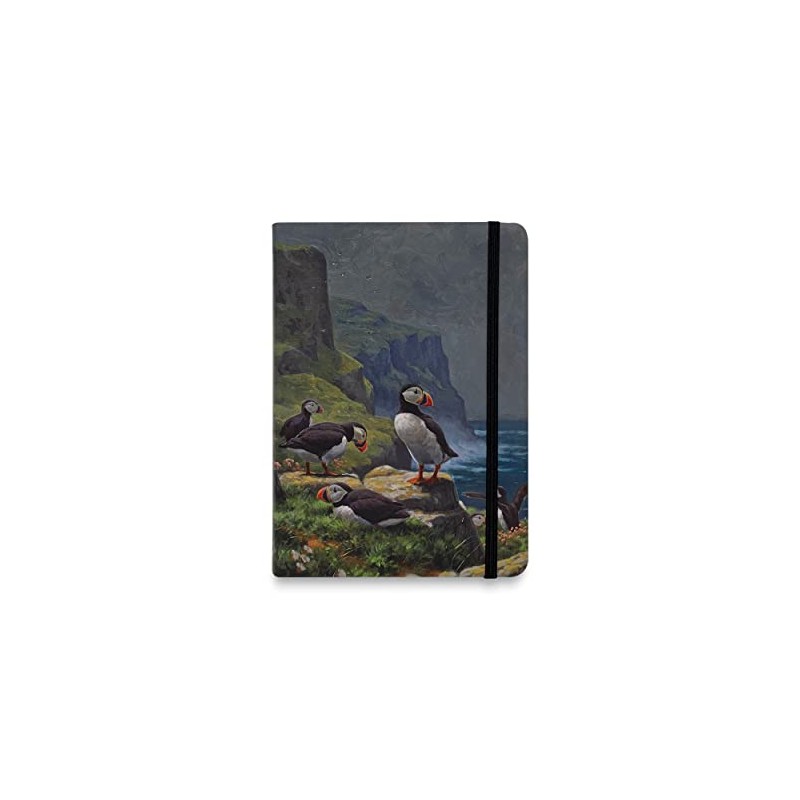Puffins Roosting Flexible Pocket Notebook by Julian Friers - Memo