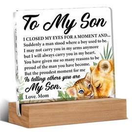 Gifts for Son - Best Son Gifts From Mom - Gift for Son Birthday Christmas Wedding Day - Meaningful to My Son Clear Desk Decorative Sign Home Decor Acrylic Sign