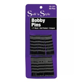 Burmax Soft 'N Style Bobby Pins 2" Black 60/card