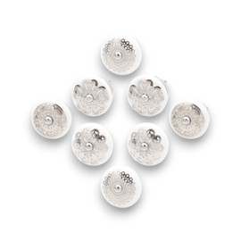 Infinity Decor Pack of 8 White & Silver Floral Morden Design Ceramic Cabinet Knobs - 40mm Pull Handles for Kitchen Cupboard Doors, Wardrobe, Drawers