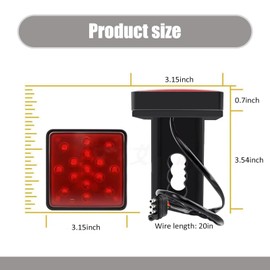 Sephile 1 PC Car LED Tail Light Accessories, Waterproof Durable Square Trailer Hitch Cover, Vehicle Brake Light with HD Len, Warning Function, Universal Lighting Bulbs for Most Cars (Red)