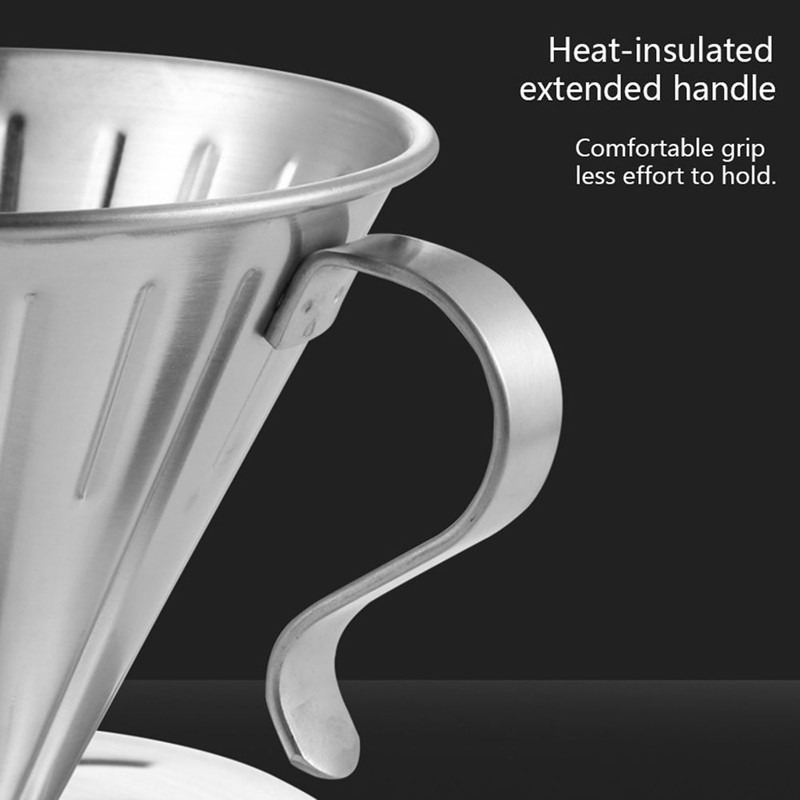 Stainless Steel Pour Over Coffee Dripper Cone Filter Cup Stand