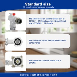 6FT Countertop dishwasher inlet and drain hose kit, compatible with all major brands, includes faucet adapter