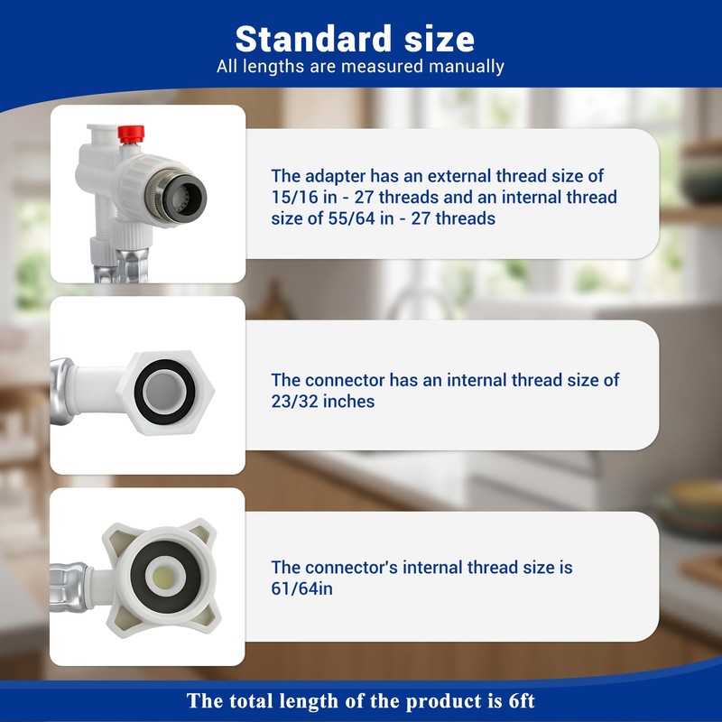 6FT Countertop dishwasher inlet and drain hose kit, compatible with