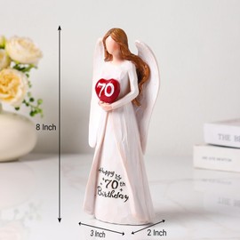 BUTILIVEEN 70th Birthday Gifts for Women, Happy 70 Years Old Birthday Gifts for Mother Sisters Friends, Hand Painted Resin 8 Inch Angel Collectible Figurines