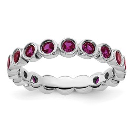 GemApex Eternity Ring Band 925 White Sterling Silver Valentine's Day Ruby, Lab Created 1.66ct