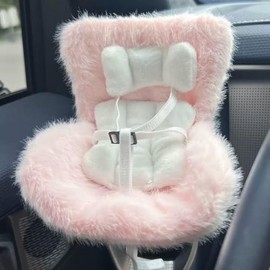 Dolls Car Seat, Cute Car Decoration for 10-17cm Dolls, with Breathable Clips & Refreshing Scent Tablets, it is a Safe and Solid car Companion (Pink)