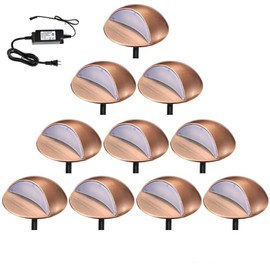 LED Deck Lights Kit, Pack of 10 Low Voltage LED Step Stair Lights Φ1.97 Outdoor Garden Yard Decoration Lamp Recessed Landscape Pathway Step Stair Cold White LED Lighting, Bronze