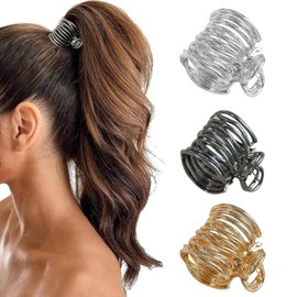 Qinsky Hohe Pferdeschwanzklammern,3 PCS Metall Haarspangen Hohler Hoher Pferdeschwanzclip Hohen Fixieren Haarklauen rutschfeste Haarklauen für Frauen Mädchen Dickes Langes Haar