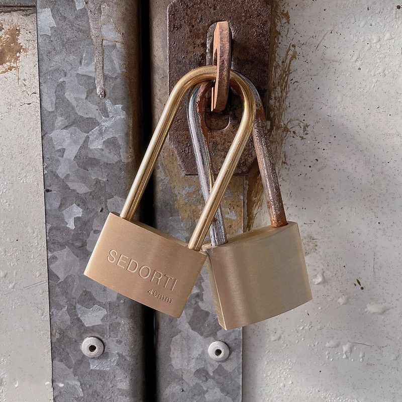 SEDORTI Weather Proof Lock, Solid Brass Padlock with Brass Long