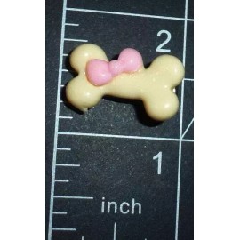 Puppy Bows Tiny 1" pink and cream dog bone dogs bow pet hair alligator clip